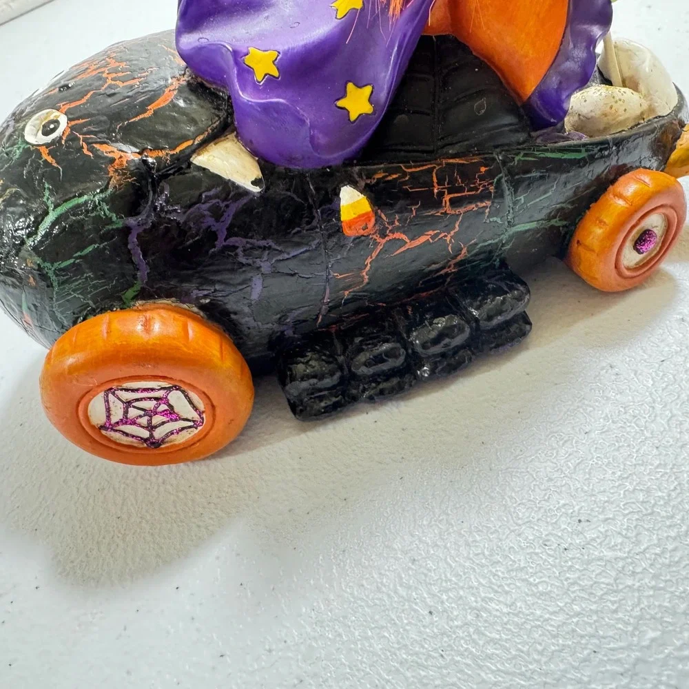 vintage 1990 Enesco ceramic Halloween witch‎ light-up car collectible Untested